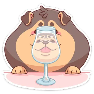 🍹 chó, hoạt hình, động vật, dễ thương, ly rượu, đồ uống, thú cưng, nhãn dán telegram sticker