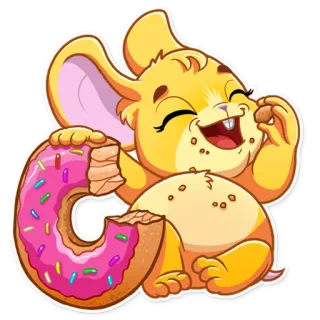 🍩 rato, donut, comida, comendo, feliz, fofo, desenho animado telegram sticker