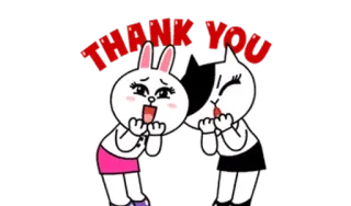 🌸 THANK YOU спасибо, мультфильм, кролик, кошка whatsapp sticker