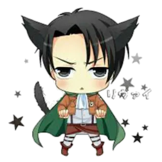 😑 Levi Ackerman Attack on Titan リヴァイ Anime, Manga, Chibi, Attack on Titan, Levi Ackerman, Telinga kucing telegram sticker