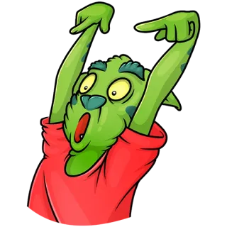 👆 アニメ, キャラクター, 緑, モンスター, イラスト, ステッカー telegram sticker