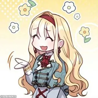 🤍 Anime, Manga, Mignon, Fille, Blonde, Fleurs, Dessin animé telegram sticker