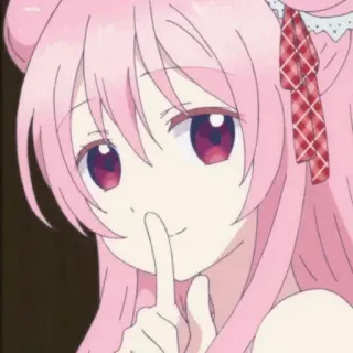 🍭 アニメ, 女の子, ピンク髪, 可愛い, 内緒, 秘密, シー telegram sticker