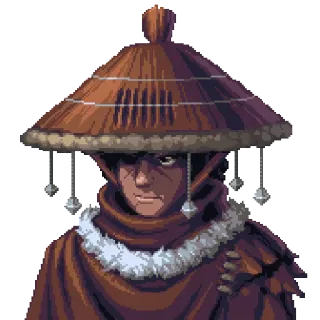 👺 pixel art, fantasy, character, hat, portrait telegram sticker