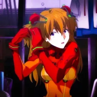 ❤️ Asuka Langley Soryu Neon Genesis Evangelion Anime, Gadis, rambut oranye, Plugsuit telegram sticker
