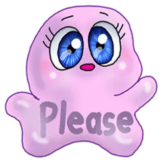 😌 Please mignon, suppliant, kawaii, dessin animé, autocollant telegram sticker