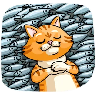🐟 gato, peixe, animal, desenho animado, sonolento, feliz telegram sticker