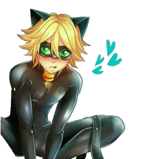 ❤ Cat Noir Miraculous Ladybug Chat Noir, Miraculous Ladybug, super-héros, chat, animé telegram sticker