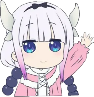 👋 Kanna Kamui Miss Kobayashi's Dragon Maid Anime, Kanna, Dragon Maid, carino, personaggio telegram sticker