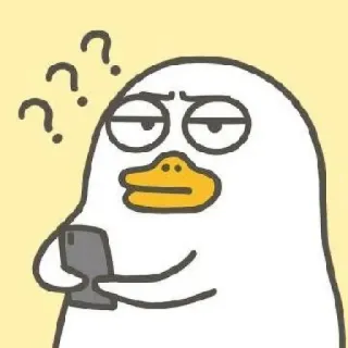 💨 ??? Cartone animato, Anatra, Domanda, Confuso, Pensando, Telefono, Carino whatsapp sticker
