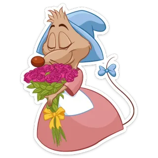 💐 souris, animal, fleurs, mignon, dessin animé whatsapp sticker
