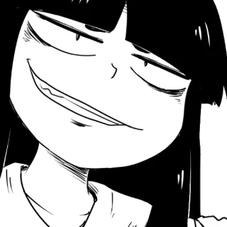 😈 Desenho animado, Sorriso irônico, Preto e branco, Anime telegram sticker