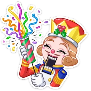 🥳 Nutcracker นัทแครกเกอร์, วันหยุด, คริสต์มาส, การเฉลิมฉลอง, กระดาษสี, ปาร์ตี้ whatsapp sticker