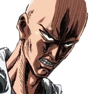 🤬 Saitama One-Punch Man Аниме, Герой, Лысый, Серьезный, Решительный, Манга telegram sticker