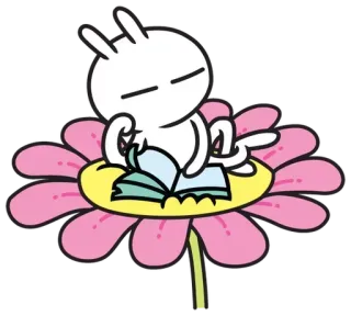 📖 kwiat, czytanie, królik, książka, kreskówka telegram sticker