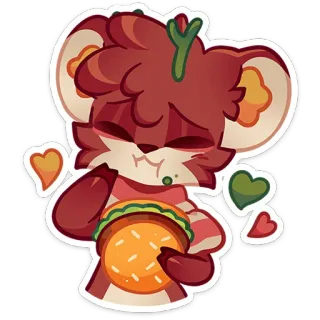 🍔 Cartoon, Dier, Burger, Leuk, Eten, Sticker telegram sticker