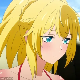 ⛓ Anime, meisje, blond haar, schattig, cartoon, portret telegram sticker