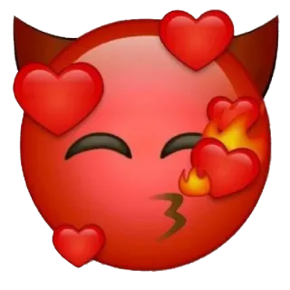 😘 Эмодзи, Дьявол, Сердечки, Поцелуй, Любовь, Красный whatsapp sticker