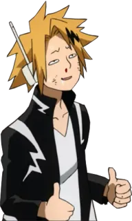 🤤 Denki Kaminari My Hero Academia Anime, Manga, My Hero Academia, Denki Kaminari, Pulgares arriba, Personaje, Dibujo animado telegram sticker