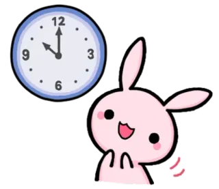 🙃 lapin, animal, horloge, dix heures, mignon, dessin animé whatsapp sticker