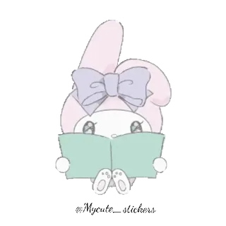 🐰 My Melody My Melody, Sanrio, kawaii, lindo, lectura, libro, conejo, dibujos animados telegram sticker
