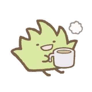 🍐 folha, kawaii, fofo, café, bebida, pensando telegram sticker