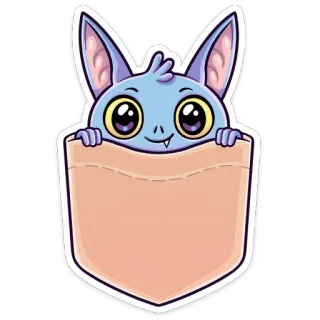 😊 chauve-souris, mignon, animal, autocollant, dessin animé, poche, mammifère, volant telegram sticker