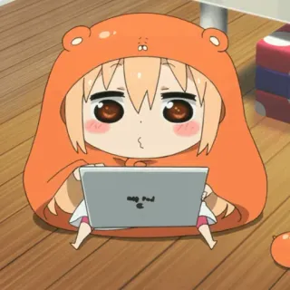 🍕 Umaru Doma Himouto! Umaru-chan comp pod anime, umaru, umaru-chan, himouto, character, computer, hoodie, cute telegram sticker