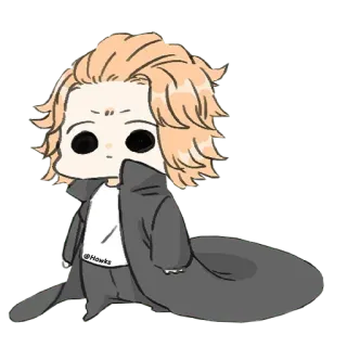 😐 @Hawks Kreskówka, Anime, Manga, Postać, Sztuka, Chibi telegram sticker