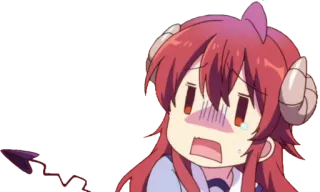 😰 Anime, Demone, Spaventato, Piangente, Cartone animato, Corna telegram sticker