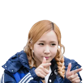 👌 ผู้หญิง, ชี้, เกาหลี, น่ารัก, ผมเปีย telegram sticker