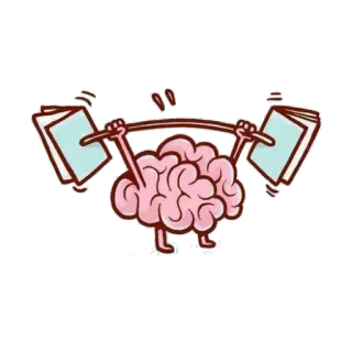 👍 otak, angkat besi, olahraga, belajar, buku, pengetahuan telegram sticker