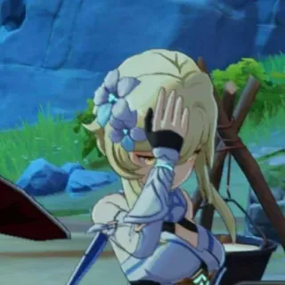 ⛸ Lumine Genshin Impact anime, video game, facepalm, Genshin Impact telegram sticker