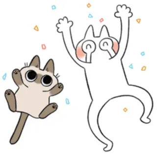 😄 cats, celebration, joy, cartoon, animals, party, cute, illustration telegram sticker
