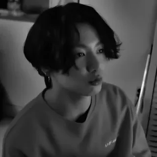 🌟 Jungkook kpop, chanteur, idole, portrait, noir et blanc telegram sticker