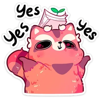 🌿 yes yes yes raccoon, cute, yes, animal, cartoon telegram sticker