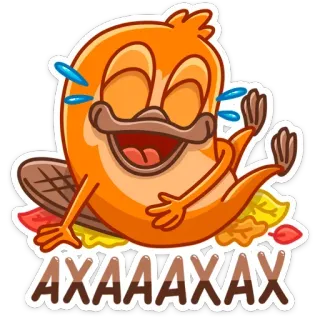 😂 AXAAAAAX kreskówka, bóbr, śmiech, śmieszne, pomarańczowy, naklejka, postać telegram sticker