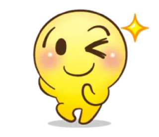 😉 Emoji, Mruganie, Słodkie, Żółty, Iskra, Szczęśliwy whatsapp sticker