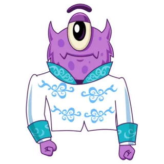 👨‍💼 monster, cartoon, one-eyed, purple, jacket, cute telegram sticker