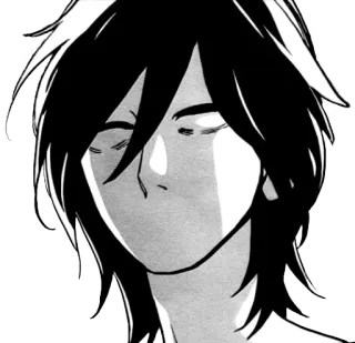 😑 manga, anime, character, illustration, black and white whatsapp sticker