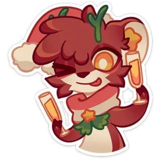 🥂 Kerstmis, Vakantie, Feestelijk, Dier, Viering, Cartoon telegram sticker