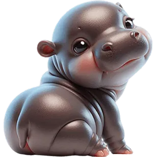😇 カバ, 可愛い, 動物, 赤ちゃんカバ, 漫画, 野生動物 whatsapp sticker