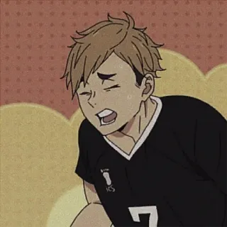 🥞 Atsumu Miya Haikyuu!! anime, Haikyuu, Miya Atsumu, Atsumu, siatkówka, zmęczony telegram sticker