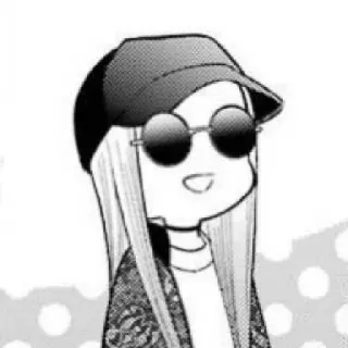 😎 Manga, Animé, Dessin animé, Lunettes de soleil, Chapeau, Femme, Fille telegram sticker