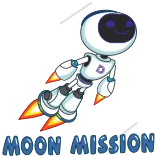 🚀 MOON MISSION robot, luna, misión, espacio, cohete, volador telegram sticker