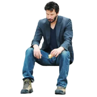 😔 Keanu Reeves Keanu Reeves, diễn viên, ngồi, thường ngày, người nổi tiếng telegram sticker