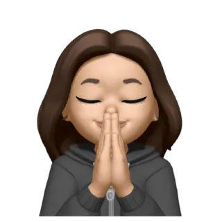 🙏 Emoji, Menina, Mulher, Oração, Mãos, Obrigado telegram sticker