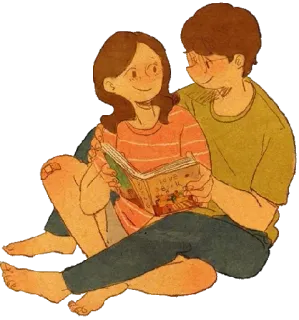 🤑 LOVE STORY couple, amour, lecture, livre, ensemble whatsapp sticker