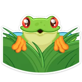 😮 żaba, zwierzę, natura, słodki, kreskówka, płaz telegram sticker