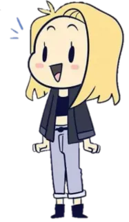 😀 cartoon, character, blonde hair, jacket, cute, cheerful telegram sticker